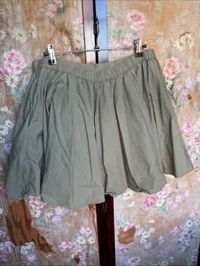 Free People Olive Green Flared Mini Skirt with Pockets